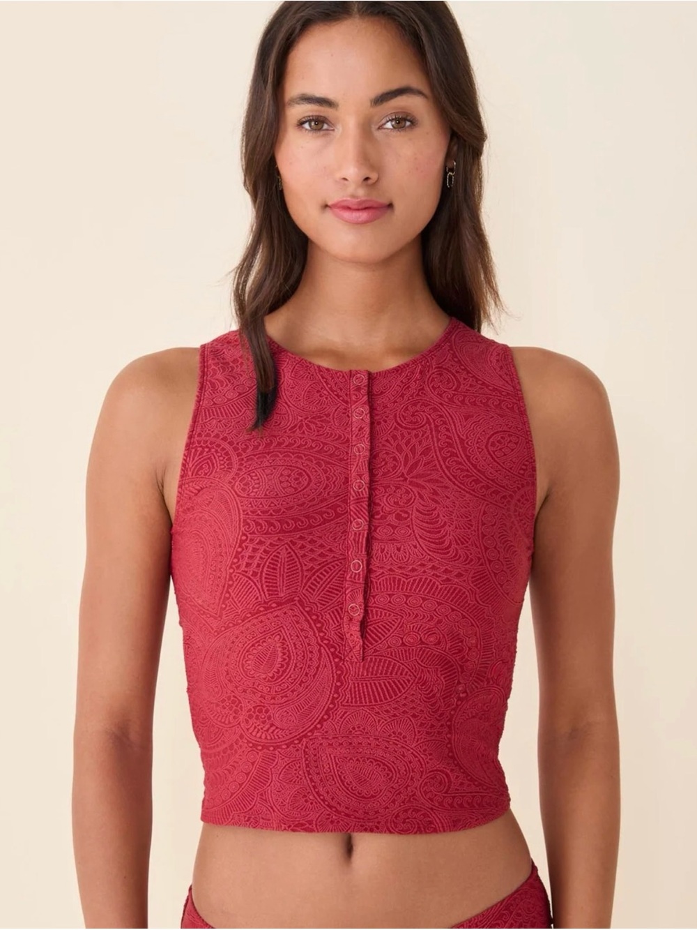Andie The Malibu Tankini in paprika paisley Women’s‎ Sz L NWT